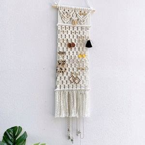 Macrame Earring Holder Handmade Jewelry Storage Earring Etsy