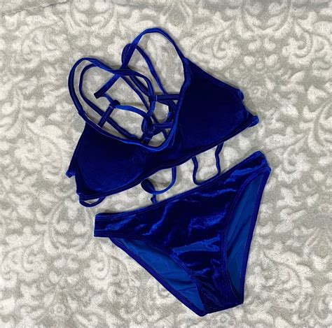 Velvet Bikini Set Women S Fashion Swimwear Bikinis Swimsuits On Carousell