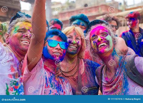 Holi Festival Of Colors Celebration In Kathmandu Nepal Editorial Photo