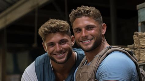 Premium AI Image Gay Couple Happily Hugging Each Other