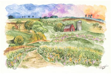 Iowa Farm Scene Color My Iowa Etsy