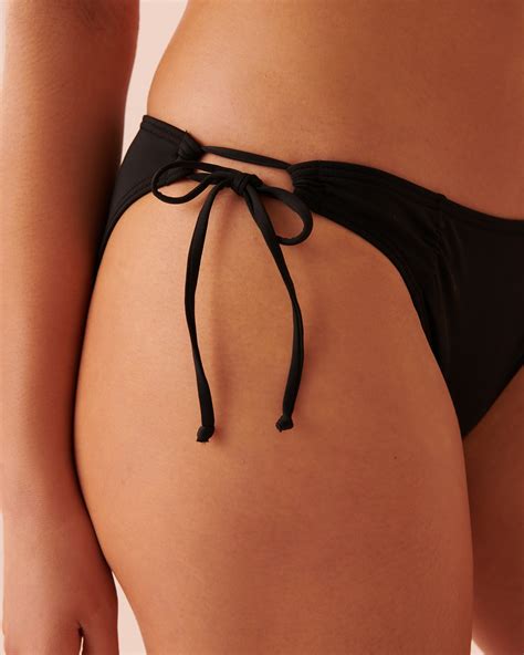SOLID Side Tie Brazilian Bikini Bottom Black La Vie En Rose