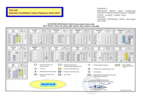 Berikut Kalender Akademik Tahun Pelajaran 2024 2025 Untuk Jenjang Paud