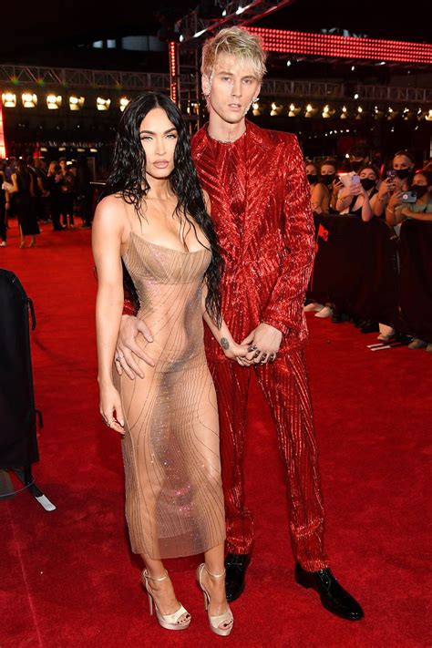 Megan Fox Wears Naked See Through Dress Arriving To 2021 MTV VMAs With Machine Gun Kelly