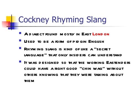 Cockney Rhyming Slang