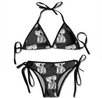 Rtyrtyrty Swimsuit Triangle Bikini Koala Summer Sexy Triangle Thong Piece Swimsuit Black