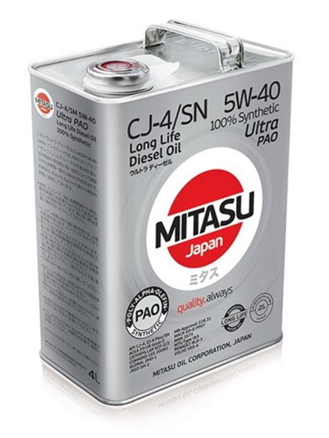 MJ-211 MITASU ULTRA PAO DIESEL CJ-4/SN 5W-40 100% Synthetic - MITASU ...