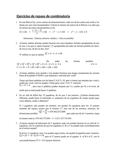 21 Ejercicios De Combinatoria Solucic 3b3n Ejercicios De Repaso De