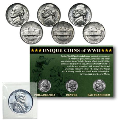1943 1945 P D S 35 Silver Nickel Set With Bonus 1943 Steel Cent
