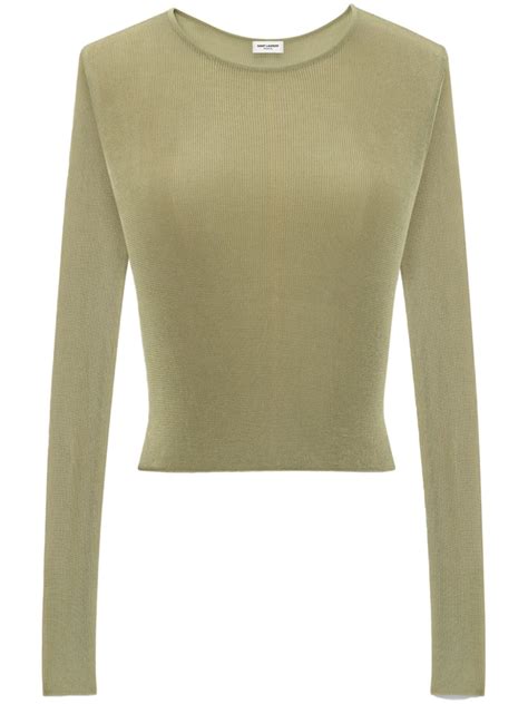 Saint Laurent Ribbed Knit Cropped Top Farfetch