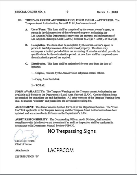 Form 41 24 Lamc Trespass Warning And Trespass Arrest Authorization La