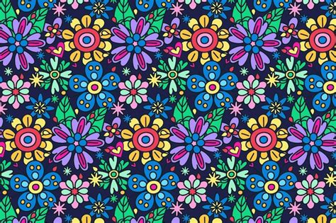 Premium Vector Hand Drawn Groovy Floral Pattern