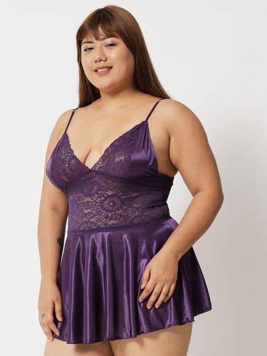 Plus Size Sexy Satin And Lace Honeymoon Babydoll Bikini Dress P S