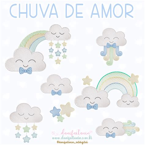 Matriz De Bordado Nuvens Chuva De Amor Baby Boy Dani Faitanin