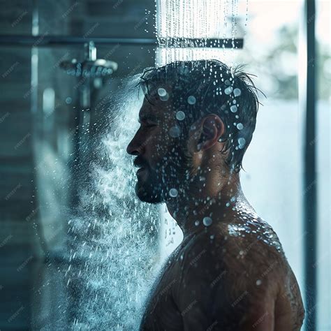 Premium Photo | Man taking a cold shower as a progressive approach to