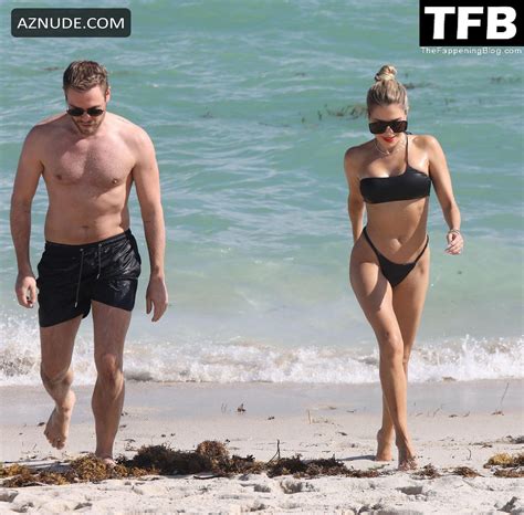 Sylvie Meis Sexy Shows Off Her Hot Body In A Black Bikini On The Beach In Miami AZNude