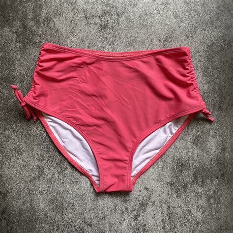 B XZ Women High Waisted Bikini Bottom Retro Ruched Swim Short Shirred Tankinis Brief Swimsuit