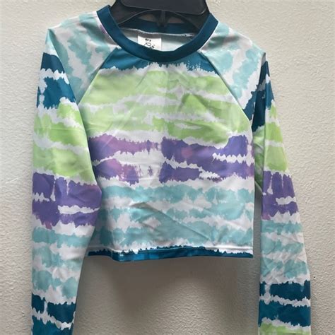 Art Class Swim Art Class Pc Tiedye Crop Long Sleeve Rashguard Bikini Set Girls Size M