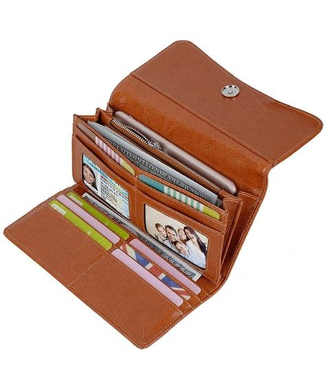 Womens Rfid Blocking Security Leather Large Capacity Trifold Clutch Wallet 1 Brown Ce184a7az5y