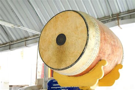 Big Traditional Drum Or `temple Drum` In Buddhist Temple Stock Photo