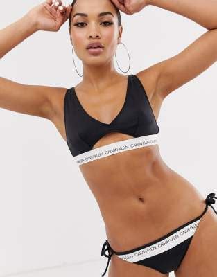 Calvin Klein Tie Side Bikini Bottom In Black Asos