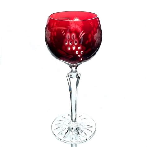 Bohemian Dining Vtg S Bohemian Ruby Red Cut To Clear Crystal Wine