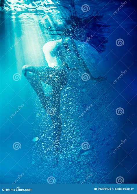 The Girl in a Beautiful White Body Underwater. Stock Photo - Image of ...