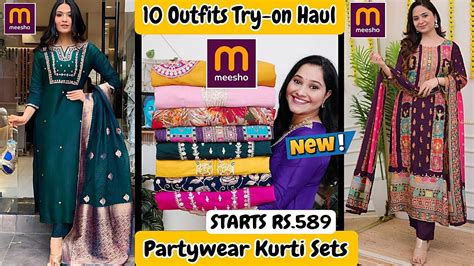 Meesho Partywear Kurti Sets HaulTop 10 Best Selling Kurta Sets