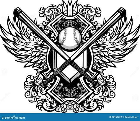 Baseball Softball Bats Ornate Graphic Template Stock Vector