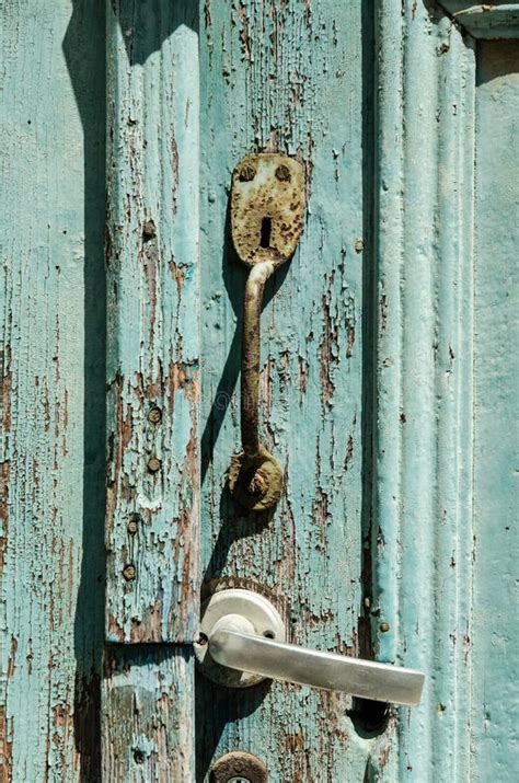 Old Rusty Door Handle Stock Photo Image Of Green Object