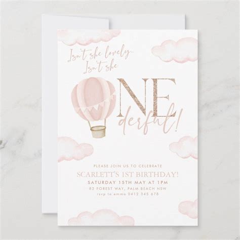 Onederful Hot Air Balloon St Birthday Invitation Artofit