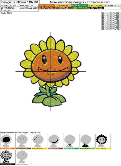 Sunflowers Machine Embroidery Design Spooky Embroidery Design Plants