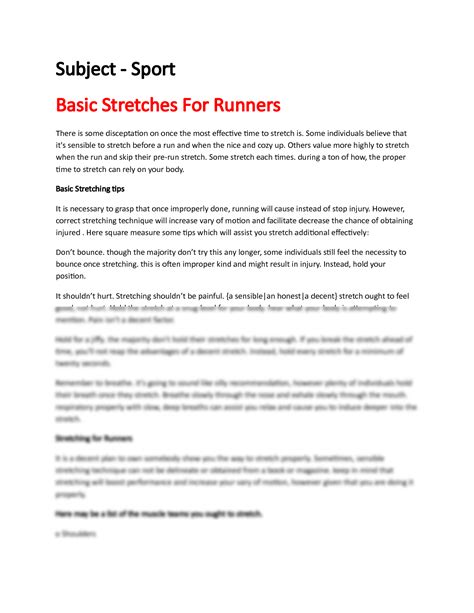 SOLUTION: Basic stretches for runners - Studypool
