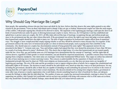 Why Should Gay Marriage Be Legal Free Essay Example 731 Words PapersOwl