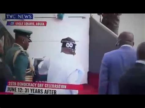 President Tinubu Falls On Stage At Eagle Square During Democracy Day