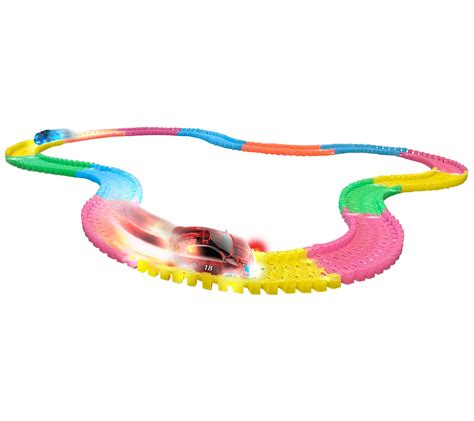 Neon Glow Magna Tracks 14' of Magnetic Tracks + 2 Cars w/ LED Lights