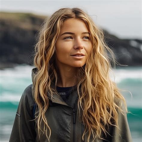 Premium Photo Blonde Beach Babe Conquers The Big Drop A Woman S Epic Surf Adventure