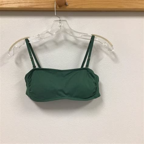 Xhilaration Womens Green Bandeau Bikini Top Removable Spaghetti Straps