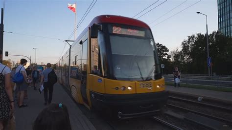 Poland Warsaw tram 22 ride from Rondo Radosława to Sady Żoliborskie