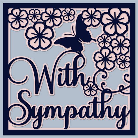 With Sympathy Card Svg With Flowers Layered Paper Cut 3d Shadow Box