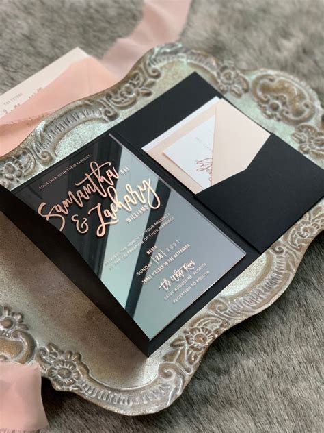 Rose Gold Wedding Invitations Black and Rose Gold Style 37 - Etsy