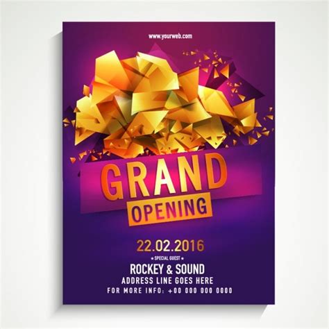 Premium Vector Grand Opening Poster With Golden Geometric Forms