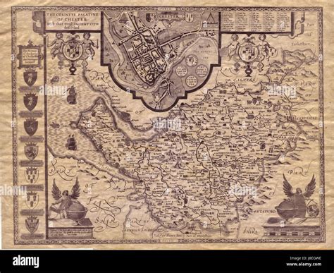 John Speed Map Of Cheshire 1610 001 Stock Photo Alamy