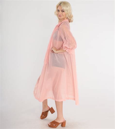 Sheer Pink Robe S Lingerie Robe Embroidered Open Ti Gem
