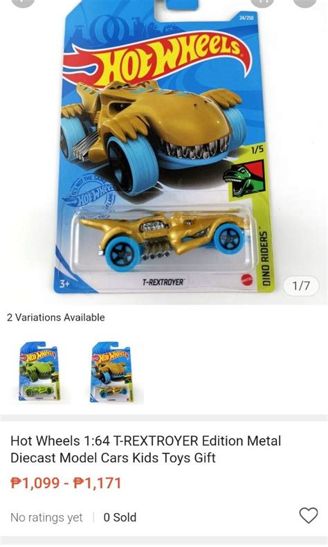 Hot Wheels Tyrannt T Rextroyer Car Imagination Dino Riders Yellow Tires Made In Malaysia