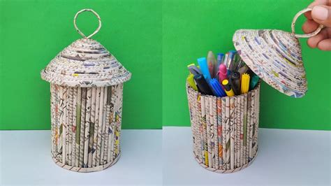 How To Make Newspaper Jar Newspaper Basket Newspaper Craft Youtube