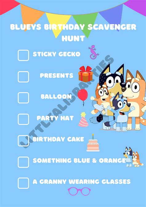 Bluey Birthday Scavenger Hunt Etsy Uk
