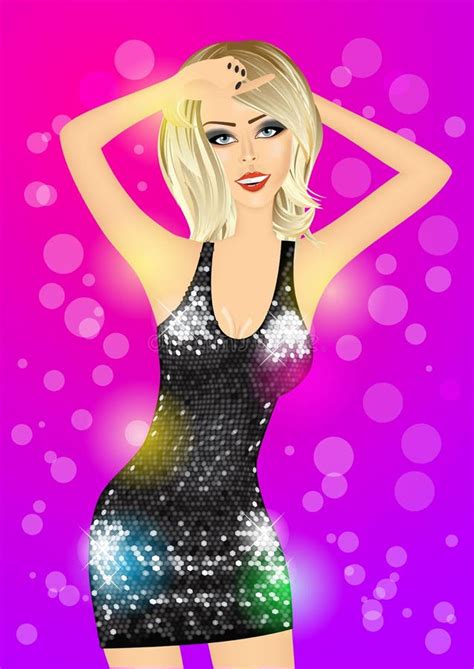 Blonde Beautiful Girl Dancing Disco Music Stock Vector Illustration Of Girls Clubbing 59803266