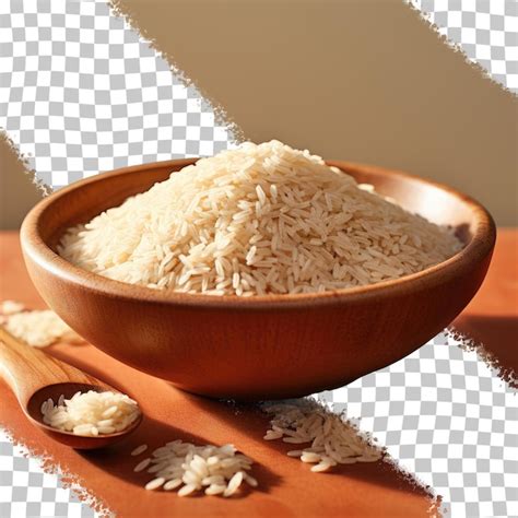 Arroz Integral Cru Em Uma Tigela De Fundo Transparente Psd Premium