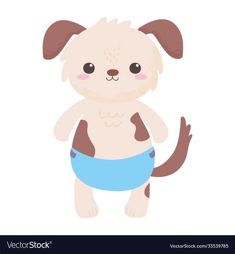 Baby Shower Cute Dog With Diaper Animal Cartoon Vector Image